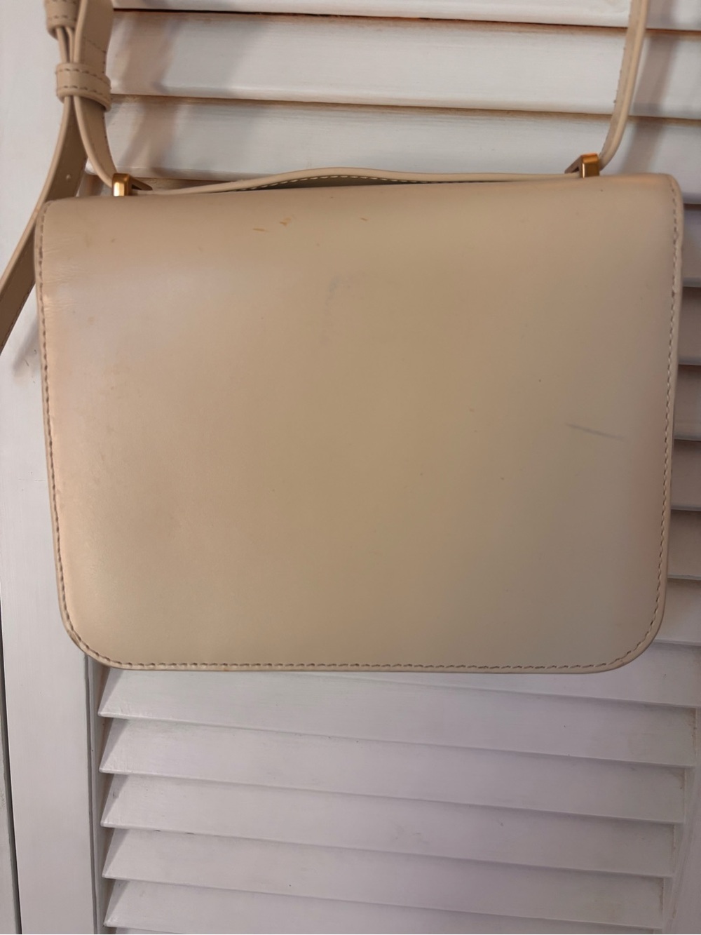 Quince Cream Leather Box Crossbody with Gold Clasp - Picture 5 of 6